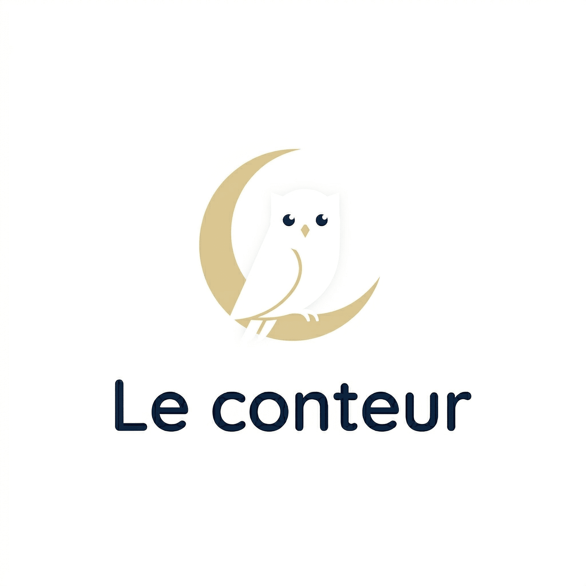 Le Conteur — chouette sur un croissant de lune